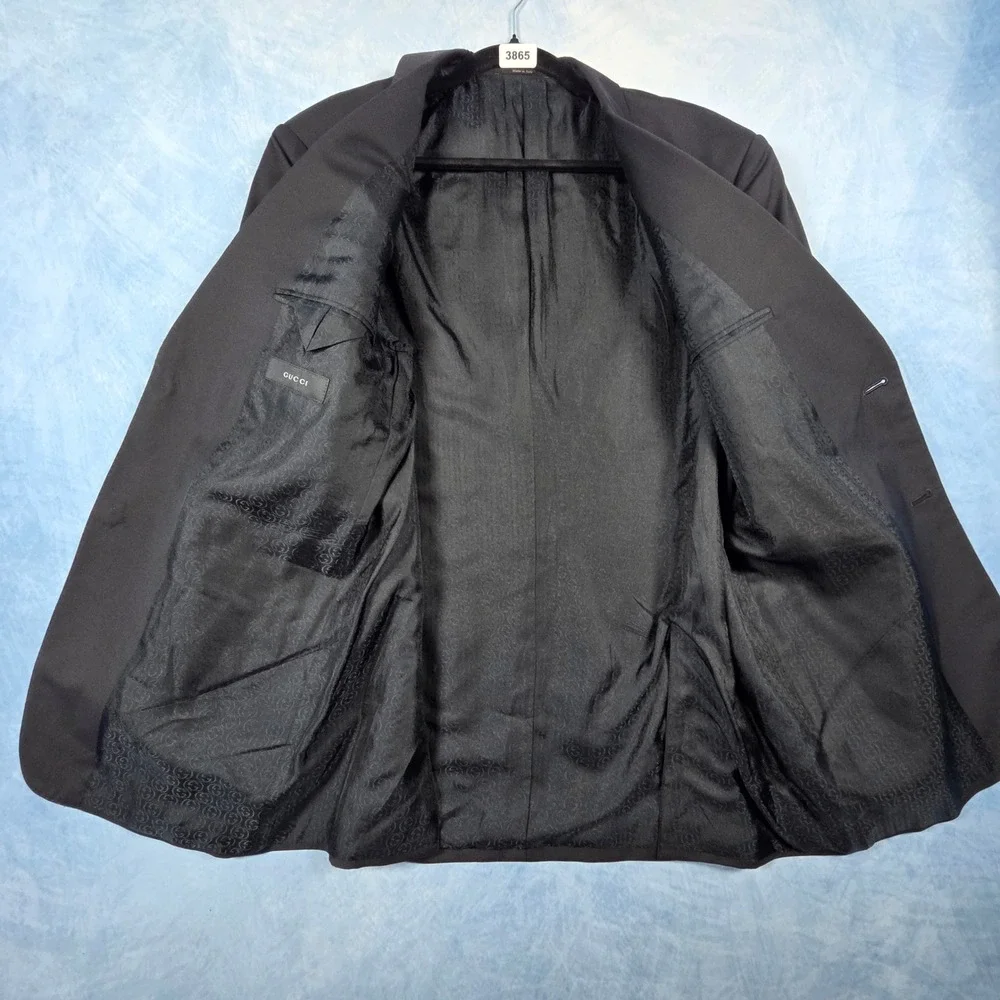 Gucci Mens Black 100% Wool 2 Button Blazer Sport Coat Jacket Size 54R Italy